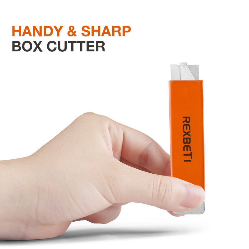 REXBETI Box Cutter, Retractable Handy Box Opener for Packages Papers and Boxes, 10 per Box, Orange