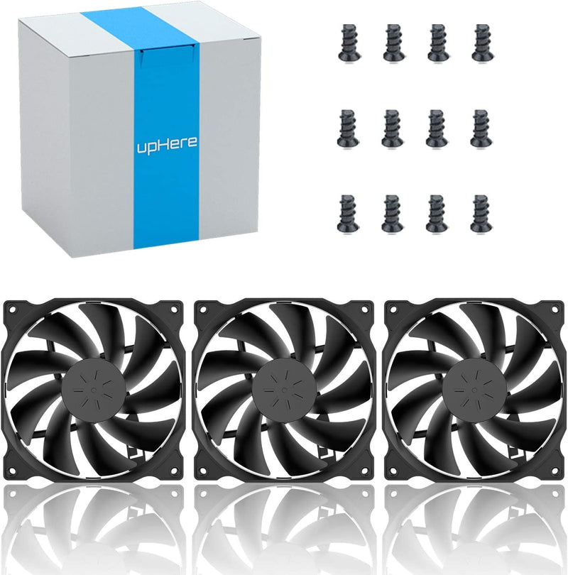uphere 5-Pack PWM 4PIN Long Life Computer Case Fan 120mm Cooling Case Fan for Computer Cases Cooling,12BK4-5 PWM 4-Pin