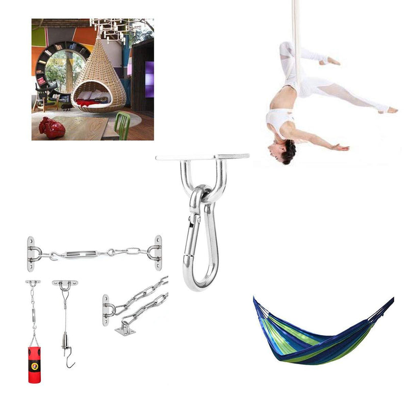 Lind Kitchen 2 Set M8 Ceiling & Wall Mount Hanging Hardware Fitting Set 304 Stainless Steel Heavy Duty Square Pad Eye Plate + Snap Hook for Yoga Hammock Chair Swings Marine Yacht Boat Accessories M8 Square Pad