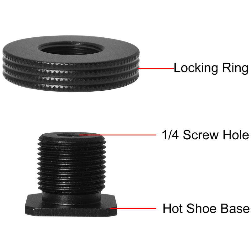 1/4" Female Thread to Hot Shoe Adapter LUORNG 2PCS Hot Shoe Mount Adapter with 1/4 to 1/4 inch Male Screw for Magic Arm, Video Light,Monitor