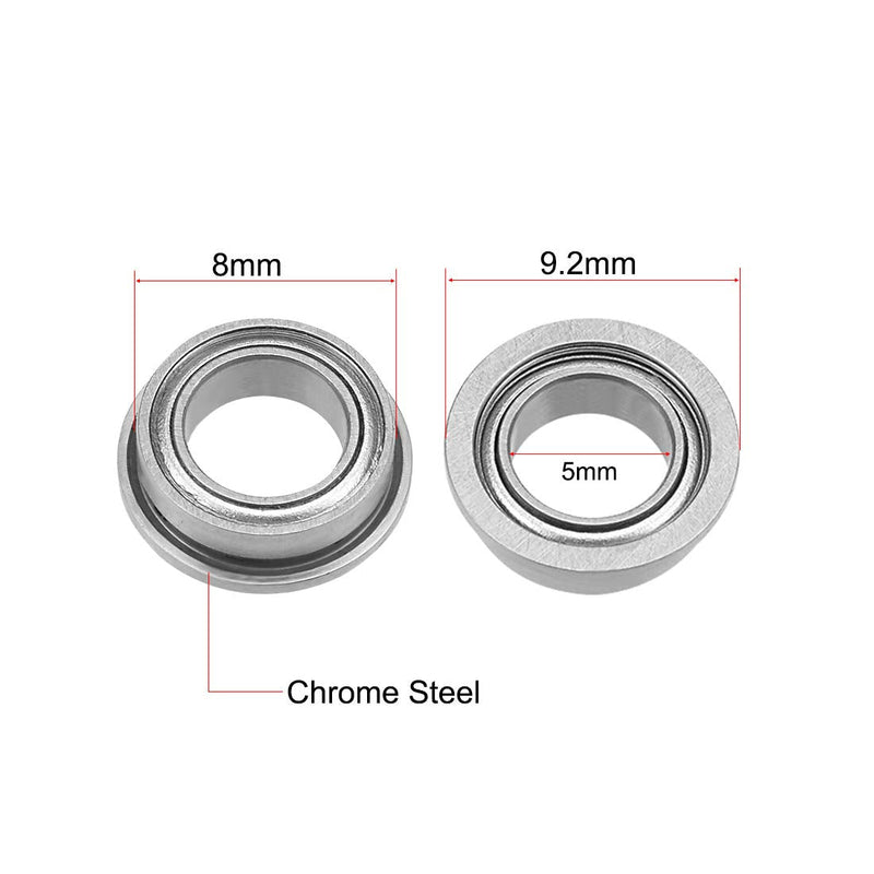 uxcell MF85ZZ Flange Ball Bearing 5x8x2.5mm Shielded Chrome Bearings 5pcs