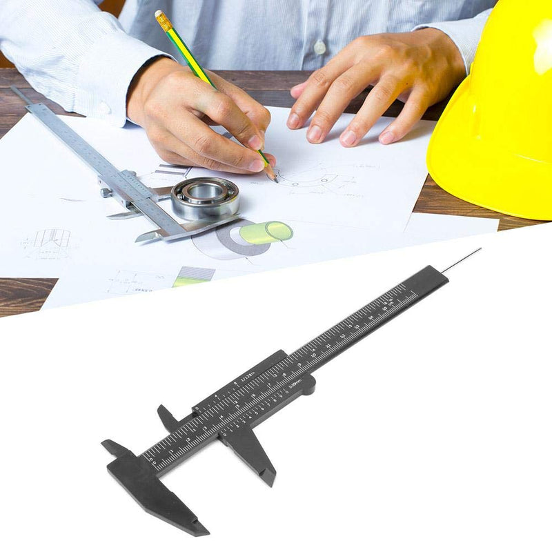Plastic 150MM High Accuracy Double Rule Scale Durable Gauge Plastic Vernier Caliper Measuring Tool for Measurements(Black) Black