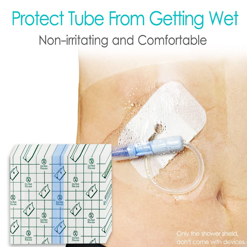 Peritoneal Dialysis Shower Protector Shields, Waterproof Dialysis Port Cover for PD Chest Catheter Peg Feeding Tube G-Tube Picc Line Post Surgery Patient Bathing 7.9"x7.9"(Pack of 25) 8x8 Inch (Pack of 25)