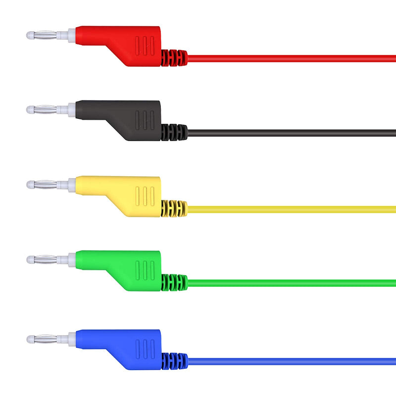 Goupchn 5PCS Test Leads 4mm Stackable Banana Plug to Crocodile Alligator Clips Flexible Cable Wire 3.3ft/1m for Multimeter Electrical Testing Banana Plug to Alligator Clip 3.3ft/1m