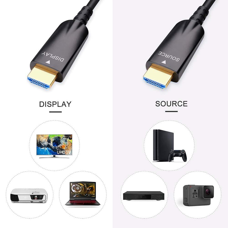 DTECH 25ft Fiber Optic HDMI Cable 4K 30Hz 1080p 60hz HD Video 3D ARC HDCP CEC High Speed Long Cord for Computer Monitor TV Projector (25 Feet, Black)