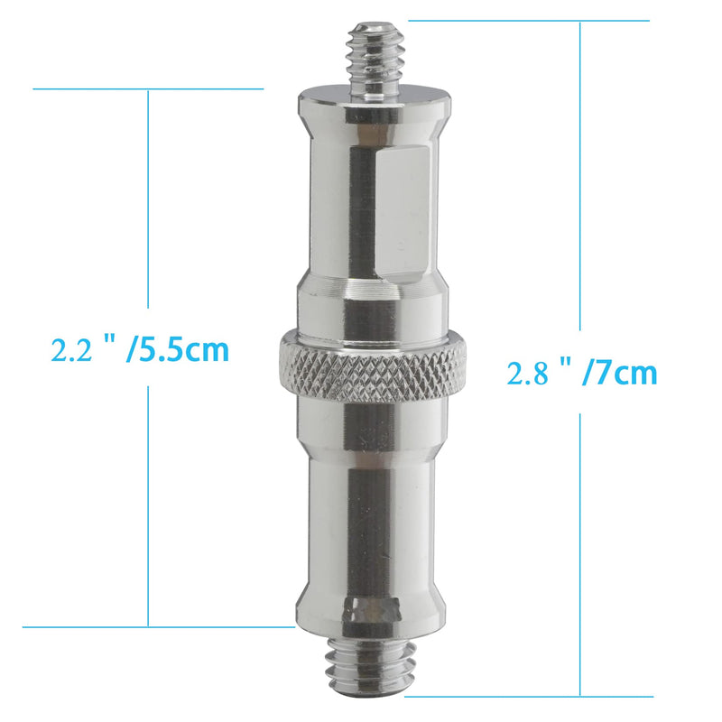 Alluneitter 2 Pieces Standard 1/4 to 3/8 inch Metal Male Convertor Threaded Screw Adapter Spigot Stud for Studio Light Stand, Hot Shoe/Cold Shoe Adapter, Ball Head, Wireless Flash Receiver, Trigger