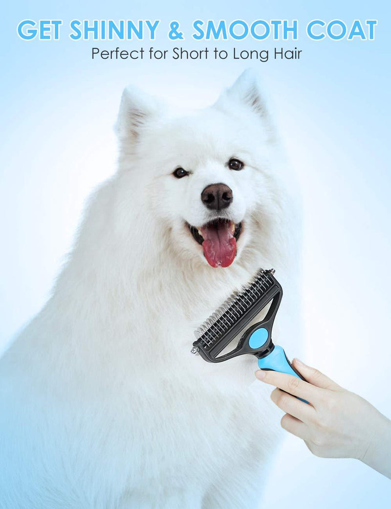 MalsiPree Pet Grooming Brush for Dogs/Cats, 2 in 1 Deshedding Tool& Dematting Undercoat Rake for Mats& Tangles Removing, Reduces Shedding by up to 95%, Great for Short to Long Hair Small Large Breeds Large (Pack of 1)