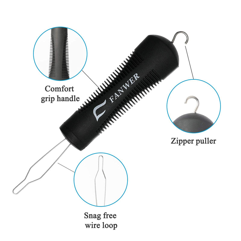 2 Pack Button Hook Dressing Aids with Zipper Pull-Button Aid and Zipper Pull Helper for Button Assist Device with Comfort & Wide Grip, Shirt & Coat Buttoning Aid for Elderly
