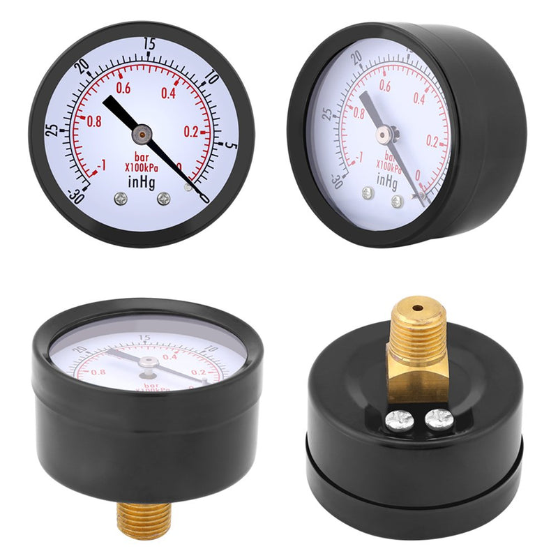 Aramox Compressed Air Gauge, 50mm 1/4" BSPT Thread Mini Dial Air Vacuum Pressure Gauge Meter Pressure Gauge for Water Air Oil