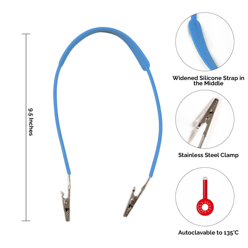 Dental Bib Clips Autoclavable 10 Pcs, JMU Silicone Bib Holders Clips Individually Wrapped Napkin Clips, Blue
