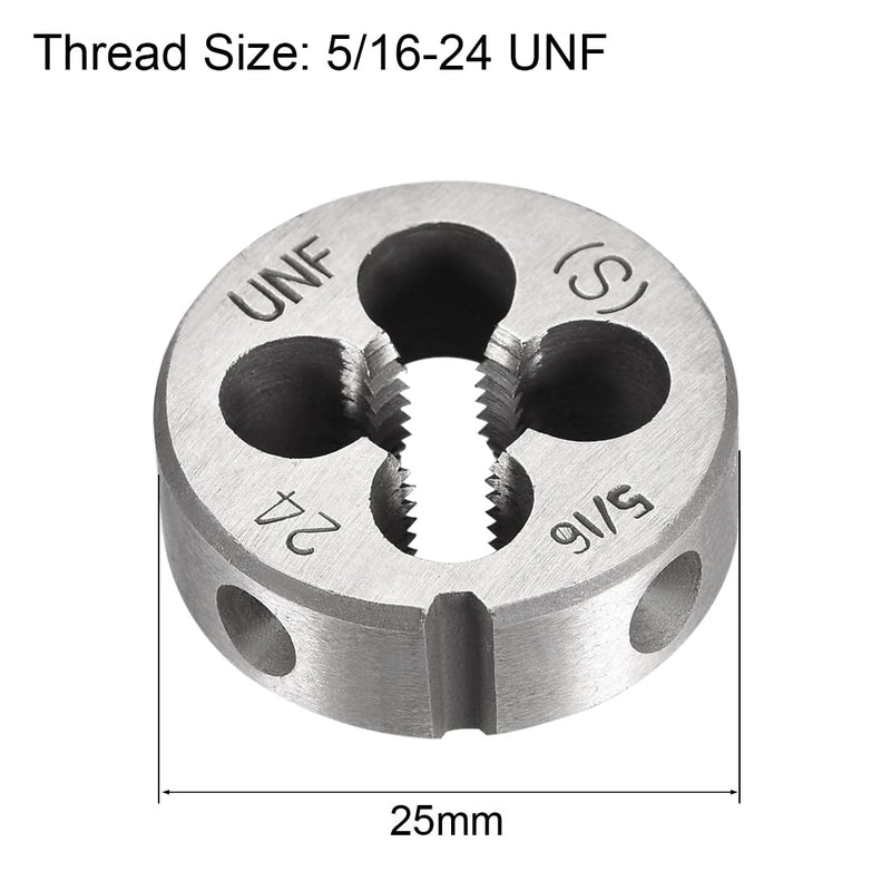 sourcing map 2pcs Round Die Machine Right Thread Die Alloy Tool Steel 5/16"-24 UNF