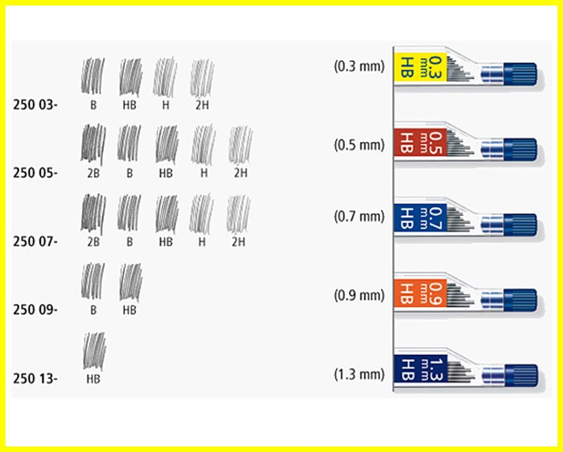 STAEDTLER Mars micro carbon 250 0.5mm 2B - Pencil lead refills - 4 Tubes / Packs (48 Leads) 2B