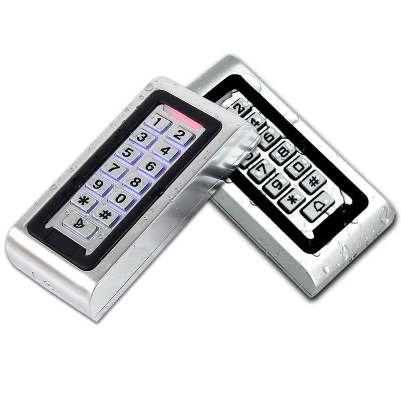 AMOCAM Door Access Control System Stand-Alone Password Keypad + 5PCS Proximity Keychains, Support 2000 Users Card Reader, Waterproof, Backlight, Zinc Alloy Metal Case