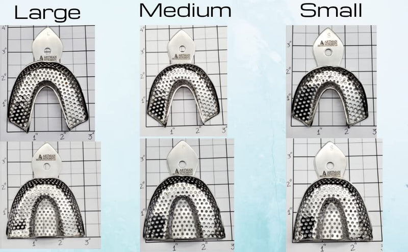 Dental Impression Trays 8 Small Medium Large and Extra Large Pairs Stainless Steel Denture Orthodontics by Wise Linkers USA