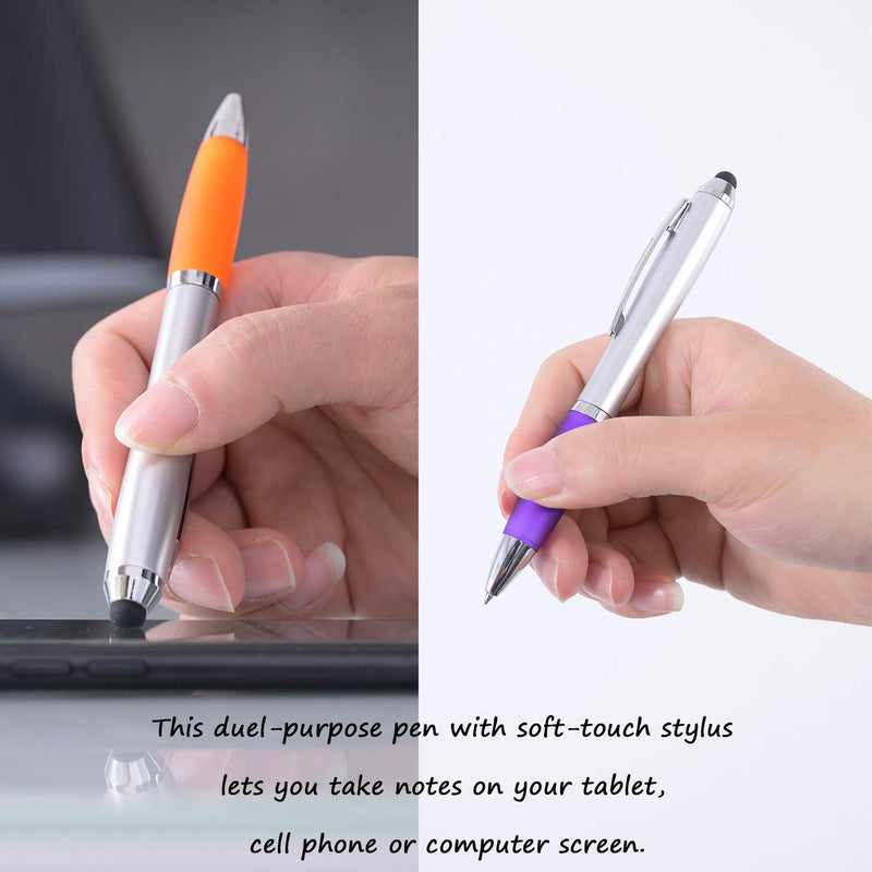 RITEFORU Black Ink Ballpoint Pen 2 in 1 Touch Screens Stylus Writing Pens with Soft Grip (5-count Style1) 5-count Style1