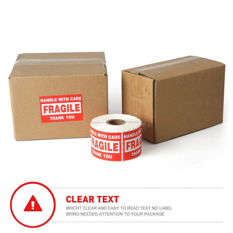 Fragile - 2"x3" Handle with Care Shipping Stickers, 500 Labels Per Roll