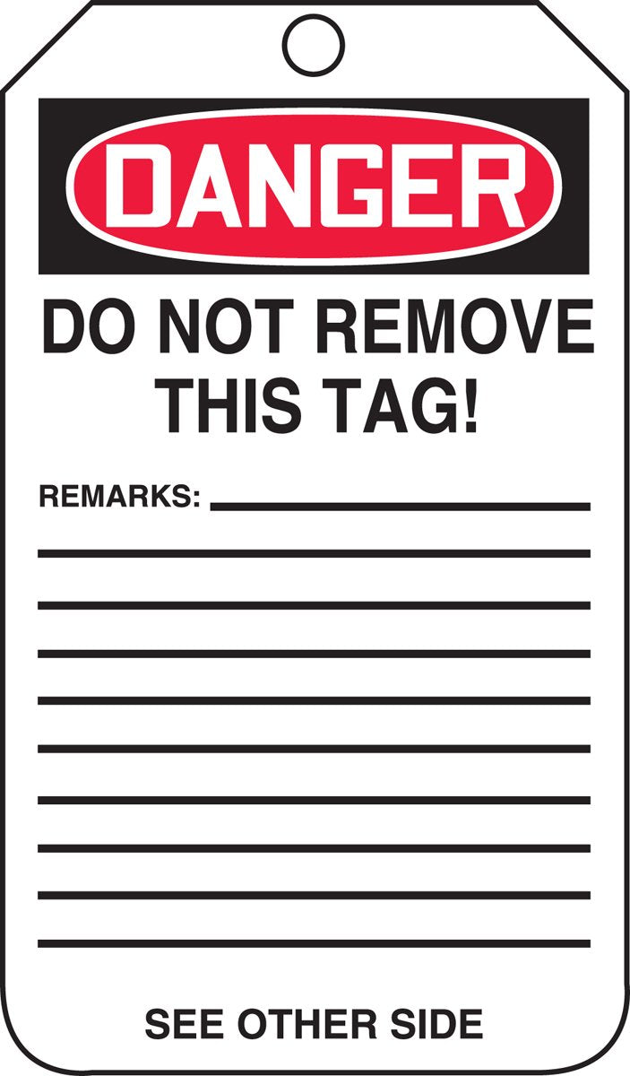 Accuform Signs MDT189CTP Safety Tag, Legend "Danger DO NOT Operate", 5.75" Length x 3.25" Width x 0.010" Thickness, PF-Cardstock, Red/Black on White (Pack of 25)