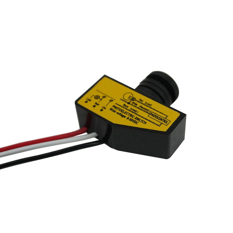 Proshopping DC 12V 24V 36V 48V Outdoor Sensor Photoelectric Switch, 3.5A Dusk to Dawn Photocell Switch, Mini Auto Photoswitch, Hard-Wired Post Eye Light Control Switch - for Outdoor Light(DC8-50V) DC8-50V 3.5A