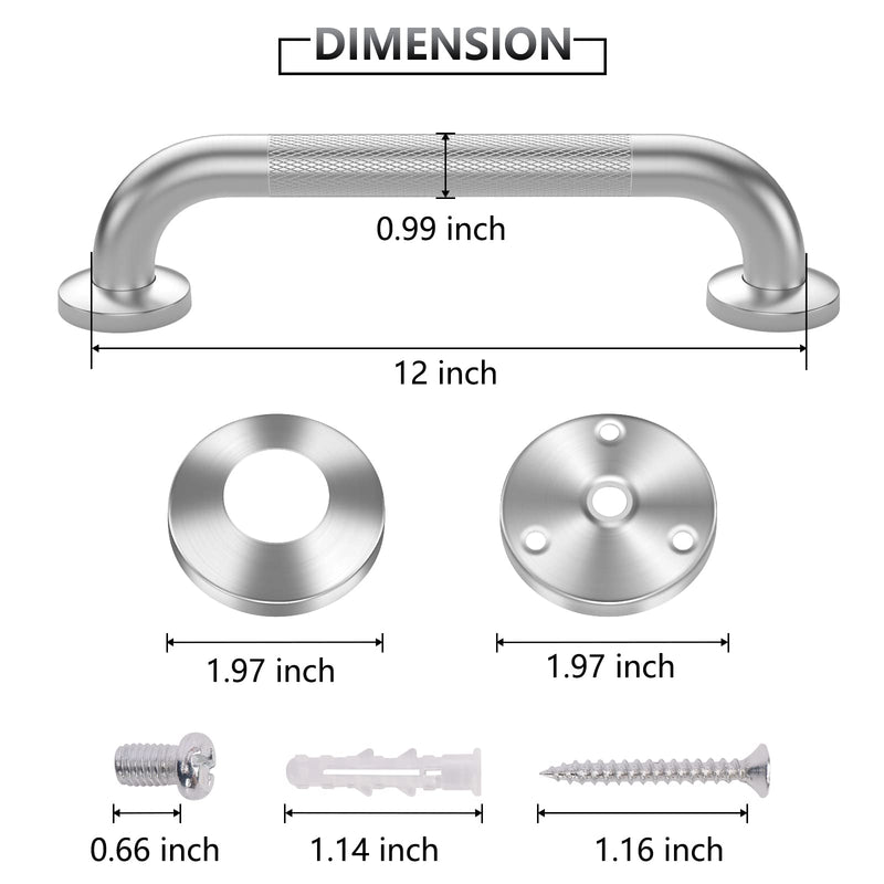 2 Pack 12 Inch Grab Bars for Bathtubs and Showers, Anti Slip Shower Grab Bars Stainless Steel Shower Handle Toilet Handicap Elderly Senior Assist Bathroom Saft Handle 12inch