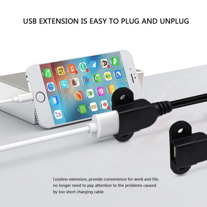 USB 2.0 Male to Dual Female Charging Extension Cable, Furniture nightstand USB Port, Panel Mount Cable with Screw Hole Used for:Mobile Phones,Table Lamps,Portable Power and More 5 ft (1pc) 1 pc