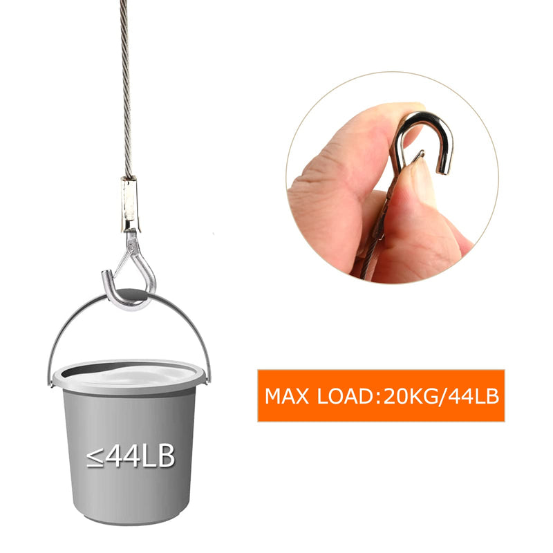 Vigtayue 2PCS Adjustable Picture Hanging Wire with Hook, Stainless Steel Heavy Duty Hanging Rope to Hang Picture, Hook Photo Frames, Light, Mirror and Wall Art DIY Holder - 6.5ft (2Meters) Up to 44lb