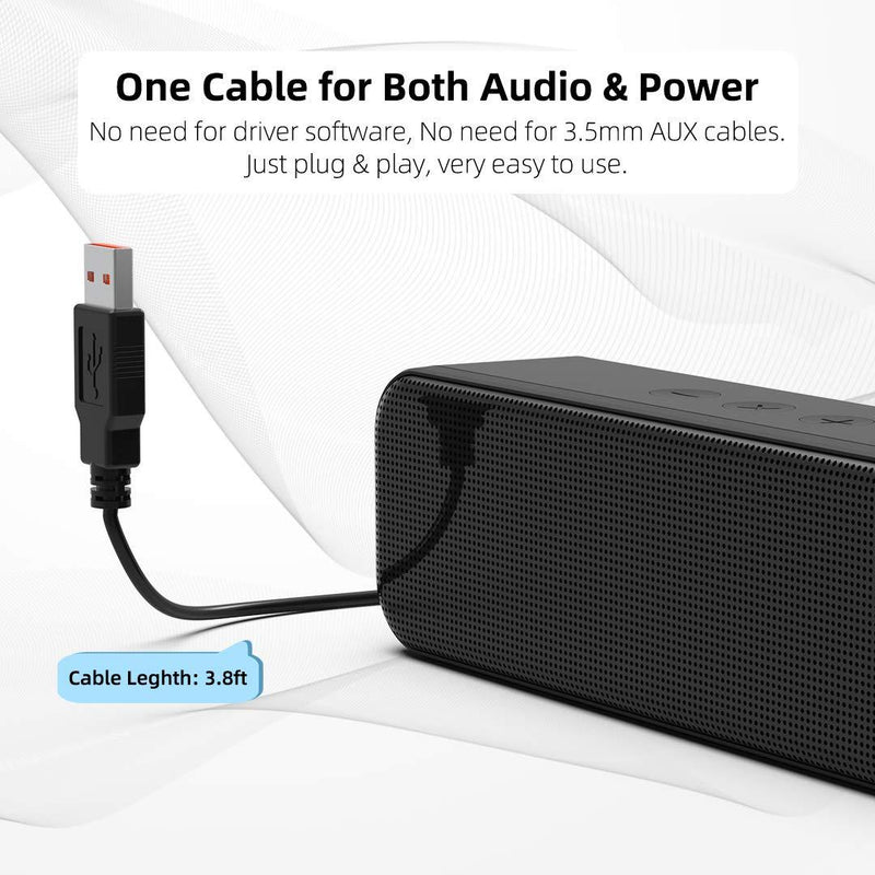 [Newer] USB Computer Speaker for Desktop, Laptop Speaker, PC Speaker, Small Computer Soundbar with Hi-Quality Sound, Loud Volume, Rich Bass, Volume Control 8W