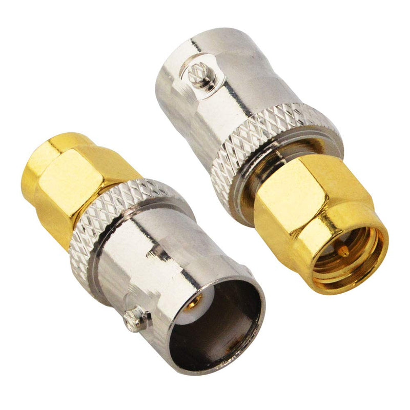 BOOBRIE BNC SMA Coax Connector SMA Male to BNC Female Coaxial Connector Low Loss Coax Adapter for RF Antennas, Wireless LAN Devices, Coaxial cable, WiFi, Ham or Handheld Radios, Scanner, SDR Pack of 2