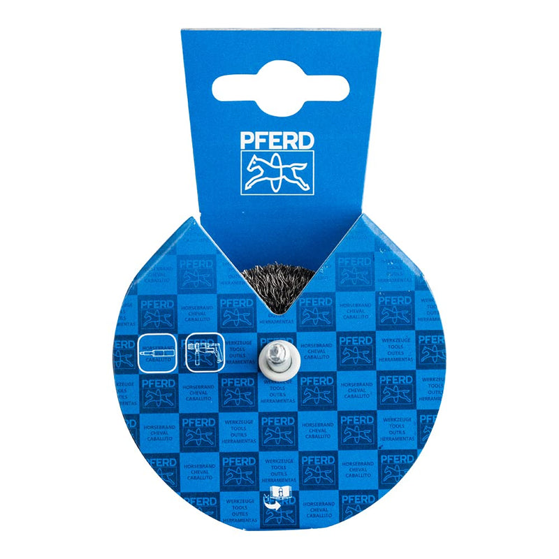 PFERD round brush untangled RBU | Ø 50x15mm shaft ø 6mm steel wire ø 0.20 | 43198001 – for straight grinders, drills, flexible shafts round brush with shaft 6mm Ø 50 untangled; Filling material steel 0.20 mm