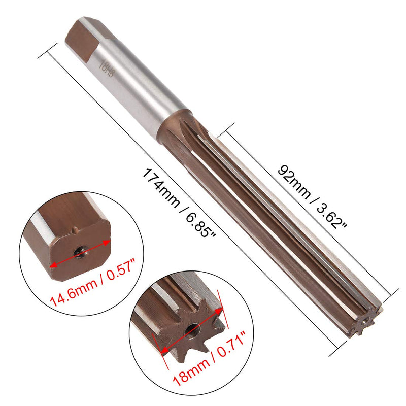 sourcing map Direct Shank H8 Clamping 18mm Cutting Diameter 8 Flutes Hand Milling Cutter de