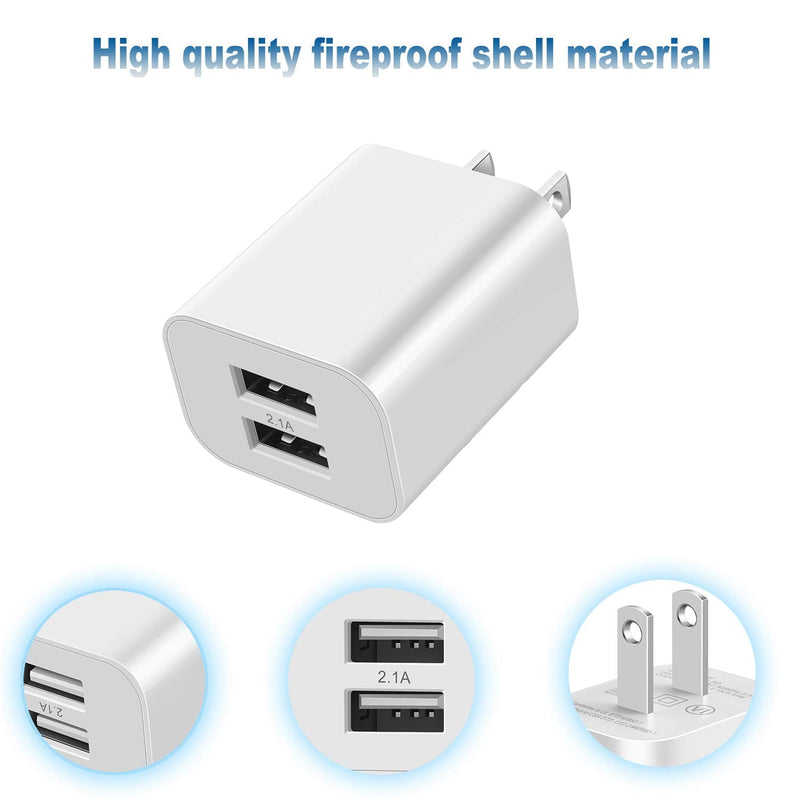 USB Wall Charger Block 2Pack Dual Port Cube Plug Power Charging Adapter Brick for Apple iPhone 11 Pro/XS Max/XR/X/8 Plus/7/6S/6/SE Box