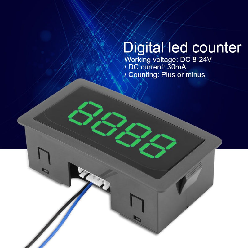 Auto Digital Counter Mini 4 Digit 0-999 Counter Up/Down Plus/Minus Panel Counter Meter with Cable(Green)