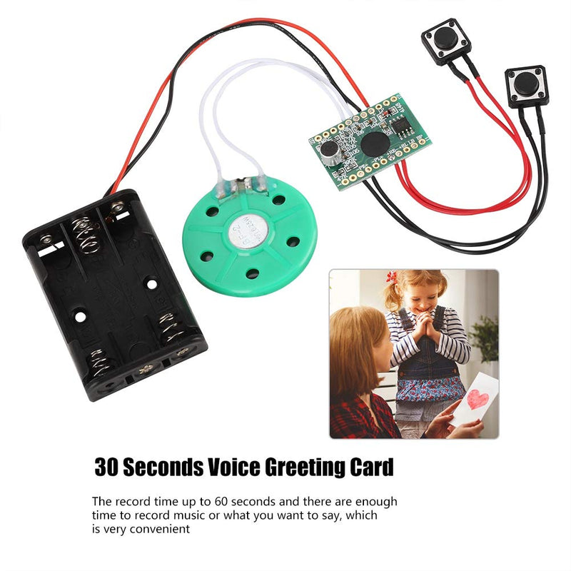 Pokerty Recording Voice Module, 30S Loop Play Recordable Voice Sound Module DIY Greeting Card Module Cable Extened 5CM