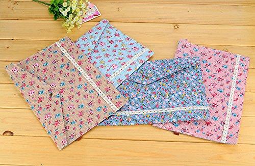Funnylive 4 Pcs;Individualized Felt A4 Size Floral Pattern Document Folder with Snap Button Office Document Cash Coin Stationery Storage Organizer