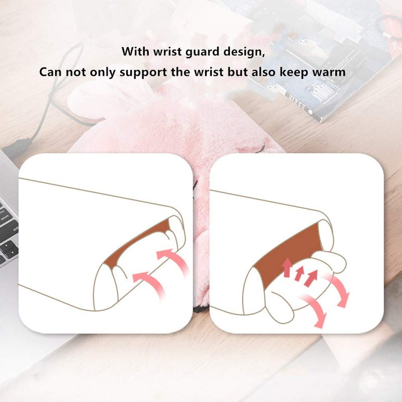 Heated Hand Warmer Mouse Mat-[Newest 2020 ] USB Heated Mouse Pad Winter Warm Plush Electric Hand Warmer with Wrist Support Timing Switch and Temperature Adjustable Features, Cool Winter Gift (Pink) (Pink)