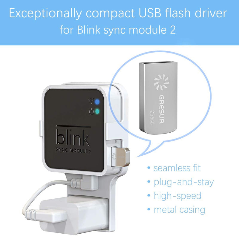 256GB Blink USB Flash Drive for Local Video Storage with The Blink Sync Module 2 Mount (Blink Add-On Sync Module 2 is NOT Included) 256 GB + 1 Pack White