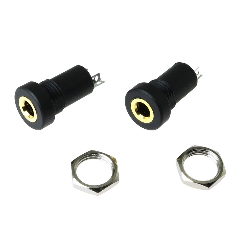 BLLNDX 3.5mm Stereo Panel Mount Jack 2PCS 3.5mm 1/8Inch Mini Female Stereo Panel Mount Solder Headphone Socket Connector