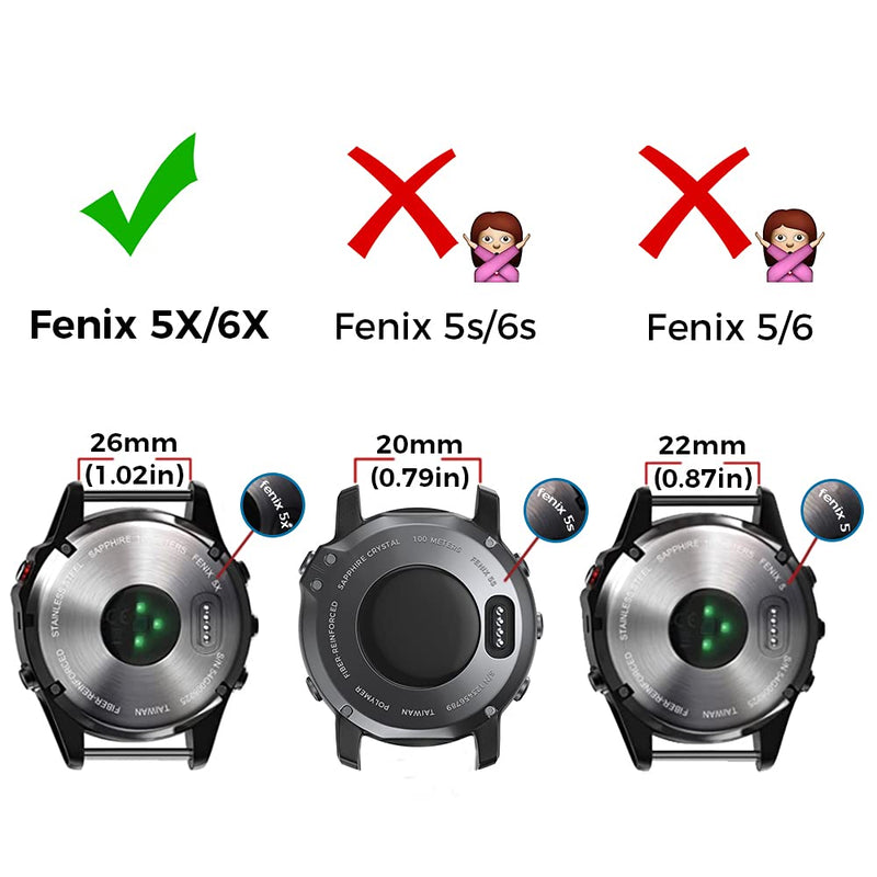 NotoCity Compatible Garmin Fenix 5X Plus/Fenix 7X Bands Sport Silicone Replacement Watch Strap for Garmin Fenix 5X/Fenix 5X Plus/Fenix 3/Fenix 3 HR (Slate) Slate