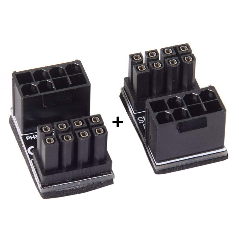 CY ATX 8Pin Female to 8pin Male 180 Degree Angled Adapter for Desktops Graphics Card 8PIN-8PIN*2