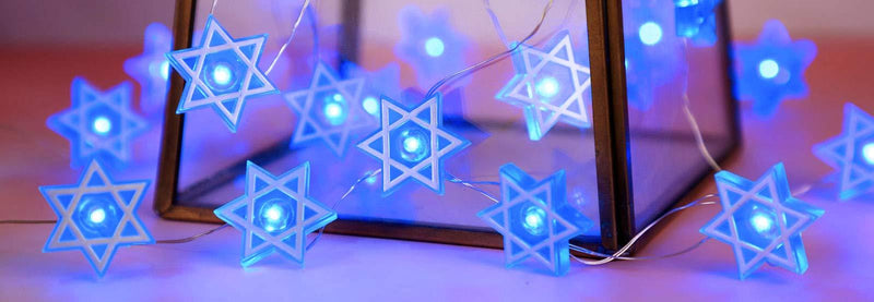 Star of David Fairy String Lights, 10 ft 30 LEDs, Battery USB Powered with Remote Control, Hexagram Magen Star for Jewish Judaism Hanukkah Chanukah Passover Shabbat Ornament Decor Star of David