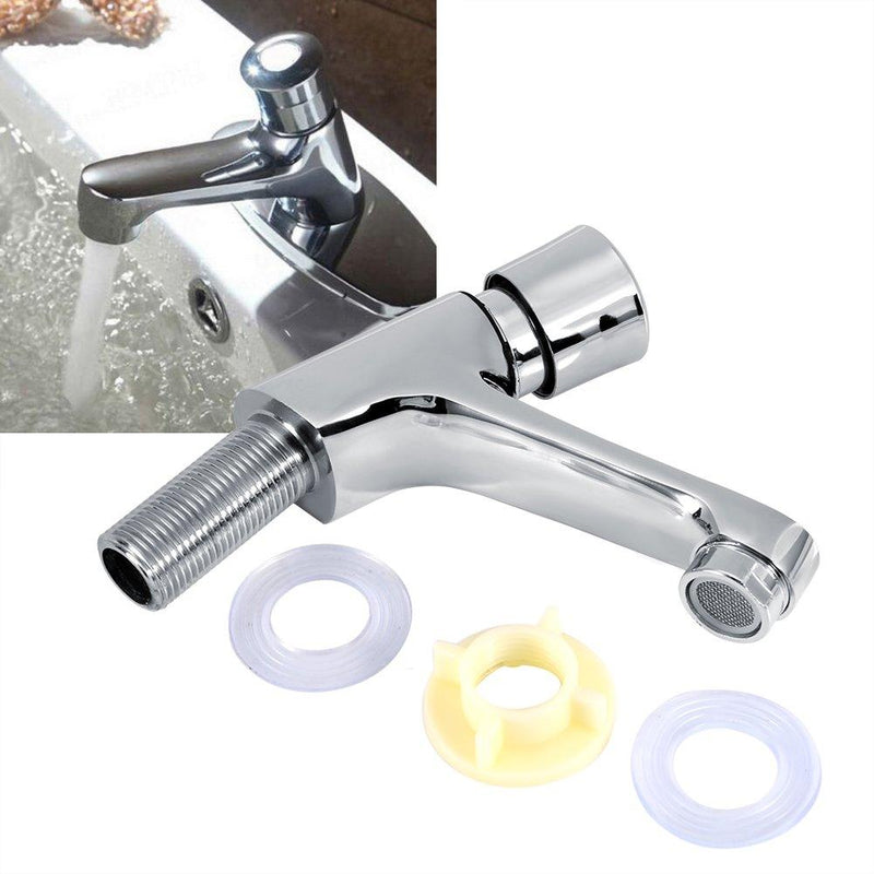 Basin Faucet Public Kitchen Bathroom Chrome Sink Tap Plated Self Closing Water Saving Time Delay