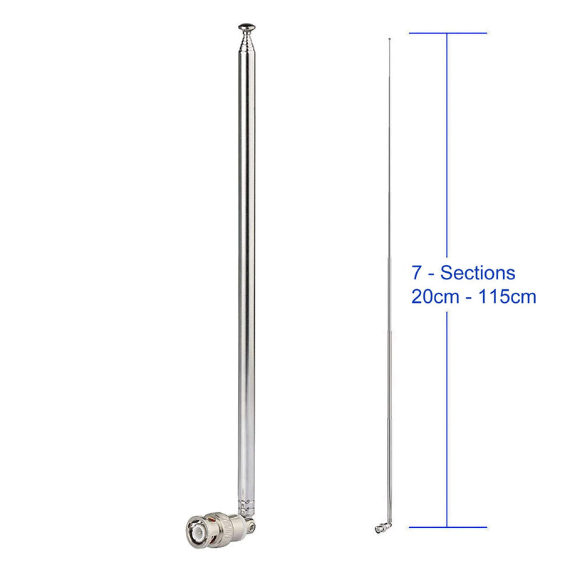 Bingfu Police Radio Scanner Antenna 20-1300MHz 7 Sections Telescopic BNC Male Antenna Ham Radio Handheld CB Radio Antenna for Uniden Whistler Police Radio Scanner Two Way Radio Frequency Counter 1-Pack 7 Sections Antenna
