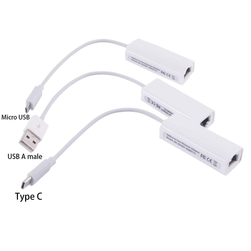 USB to RJ45 LAN Ethernet Adapter 100Mbps USB to RJ45 LAN Converter 10M 100M with Asix AX88772B AX88772 Chip (Micro USB to RJ45) Micro USB to RJ45