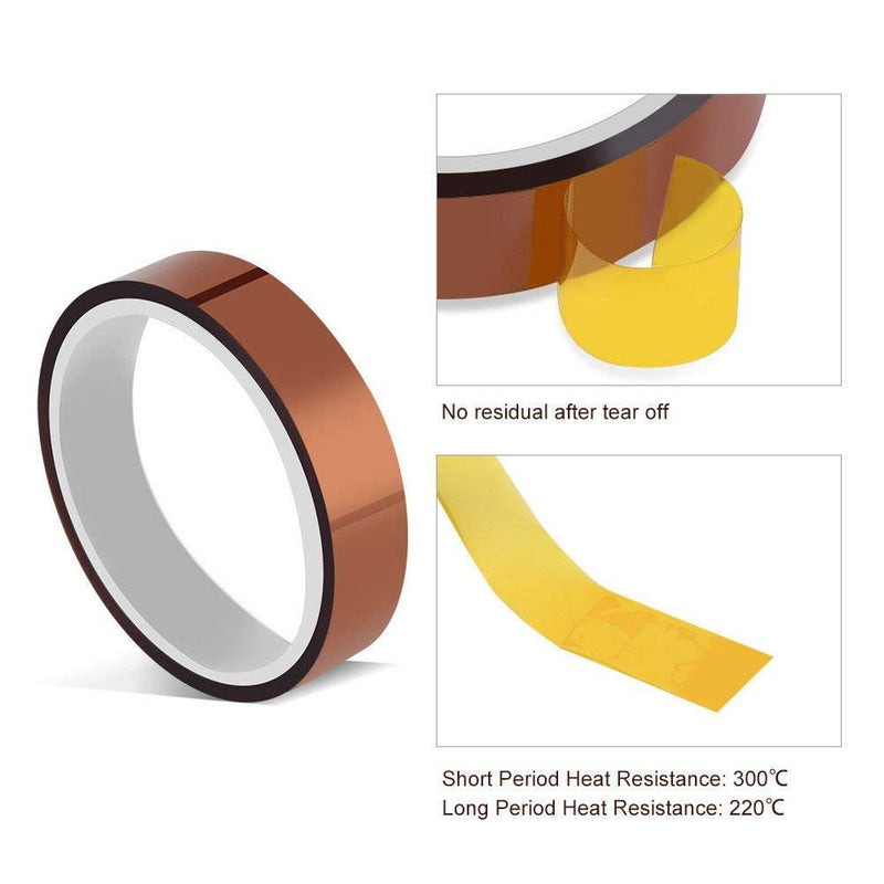 High Temperature Heat Resistant Tape PI Film Insulation Tape Sublimation Dye Mug Electronic Polyimide Tape (3/8" Wide 10mm X 100 Ft 2 Roll)