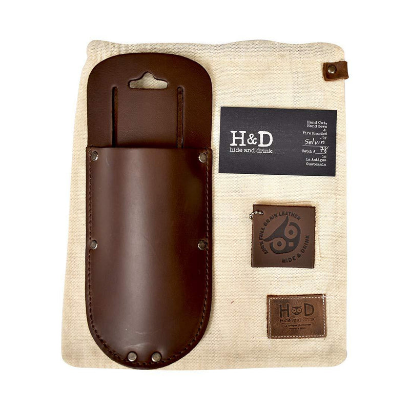 Hide & Drink, Thick Leather Holster for Pruning Shears w/ Belt Loop Garden Scissors Sheath, Folding Saw, Construction & Utility Tools Pouch, Handmade Includes 101 Year Warranty (Bourbon Brown)
