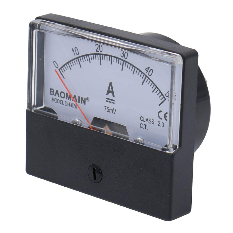 Baomain DH-670 DC 0-50A Analog Amp Panel Meter Current Ammeter with 75mV Shunt