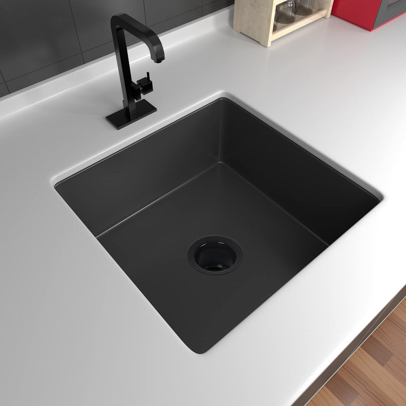LQS Extended Sink Flange, Deep Garbage Disposal Sink Flange for Kitchen Sink, Fit for 3-1/2 Inch Standard Sink Drain Hole, Black Deep Sink Flange