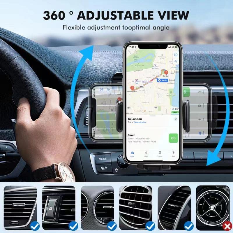 Phone Mount for Car, Car Phone Holder Mount Clip Mount Phone Holder, Car Vent Phone Mount for Car Cellphone Stand Air Vent for Smartphone, iPhone, Automobile Cradles Universal【Black】 Rubber