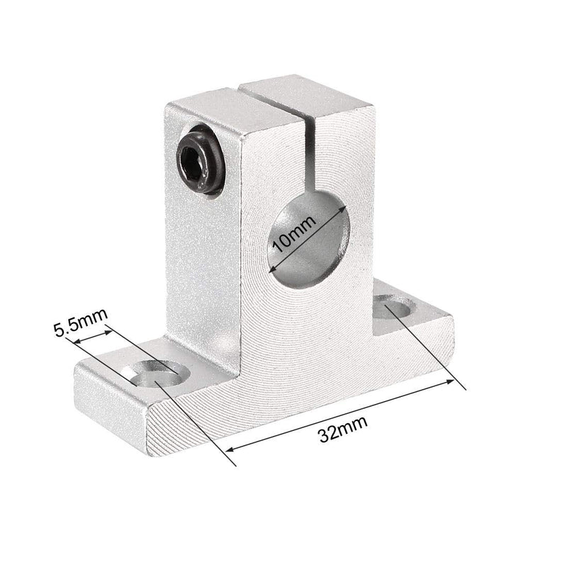 uxcell 2PCS SK10 Aluminum Linear Motion Rail Clamping Rod Rail Guide Support for 10mm Diameter Shaft