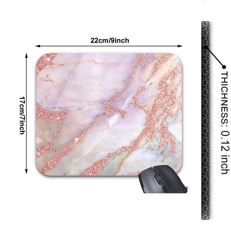 Glitter Rose Gold Marble Mouse Pads Stylish Office Accessories(9 x 7.5inch)