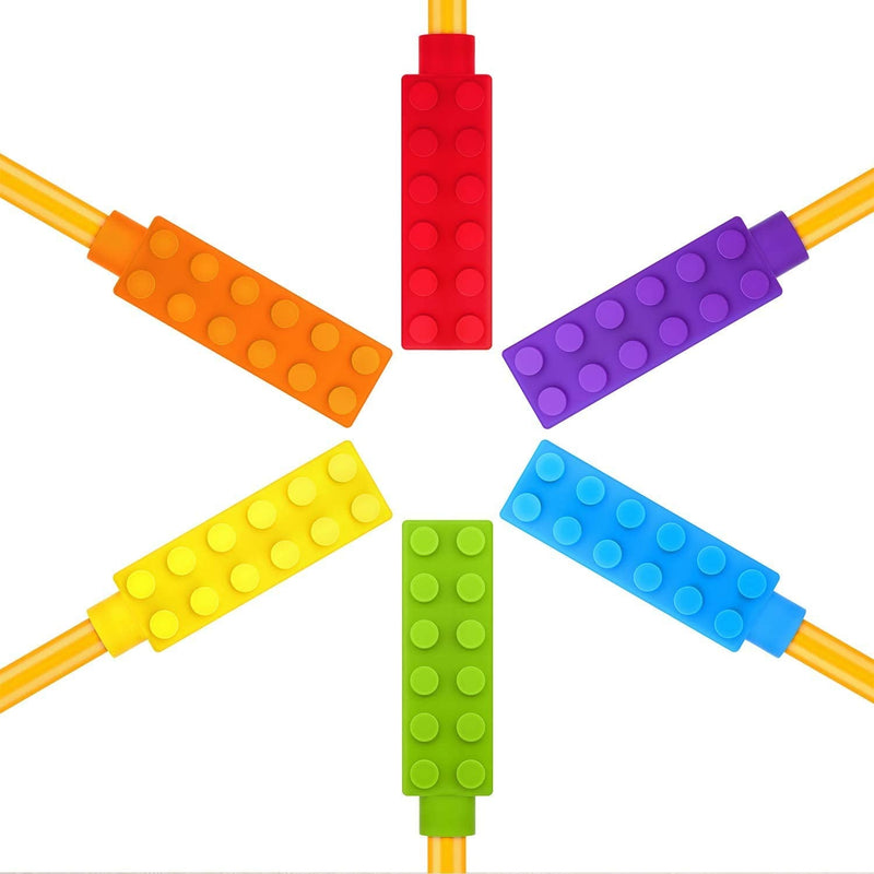 Chewelry Chewable Pencil Toppers (6-Pack) - Chewy Pencil Toppers for Kids - Sensory Pencil Chew Topper Helps Girls & Boys with Sensory Needs by Solace